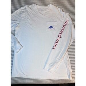 Vineyard Vines White Long Sleeve Pocket T Shirt Sailfish Graphic Men Medium